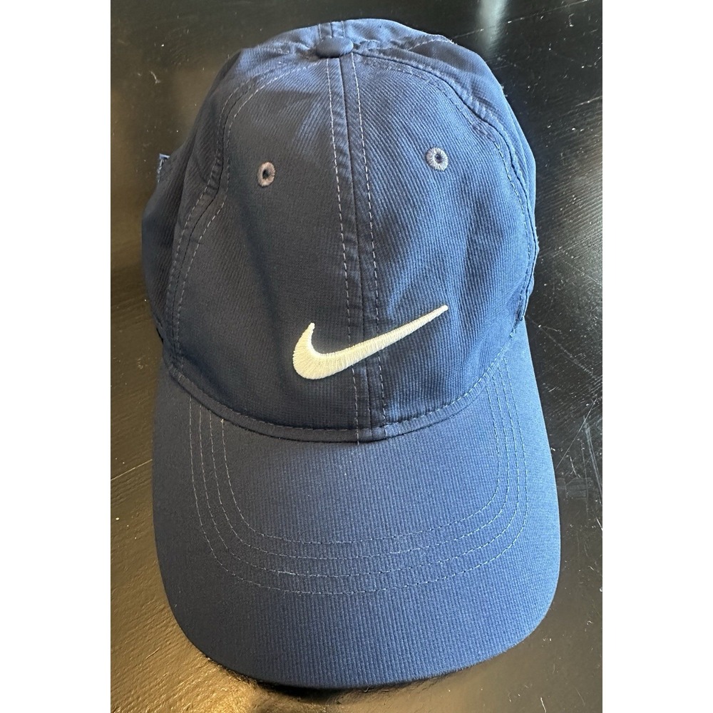 Vtg Nike Golf‎ Navy 6 Panel Strap Hat Front/Back Logo